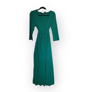 Fashion green wrap dress.
